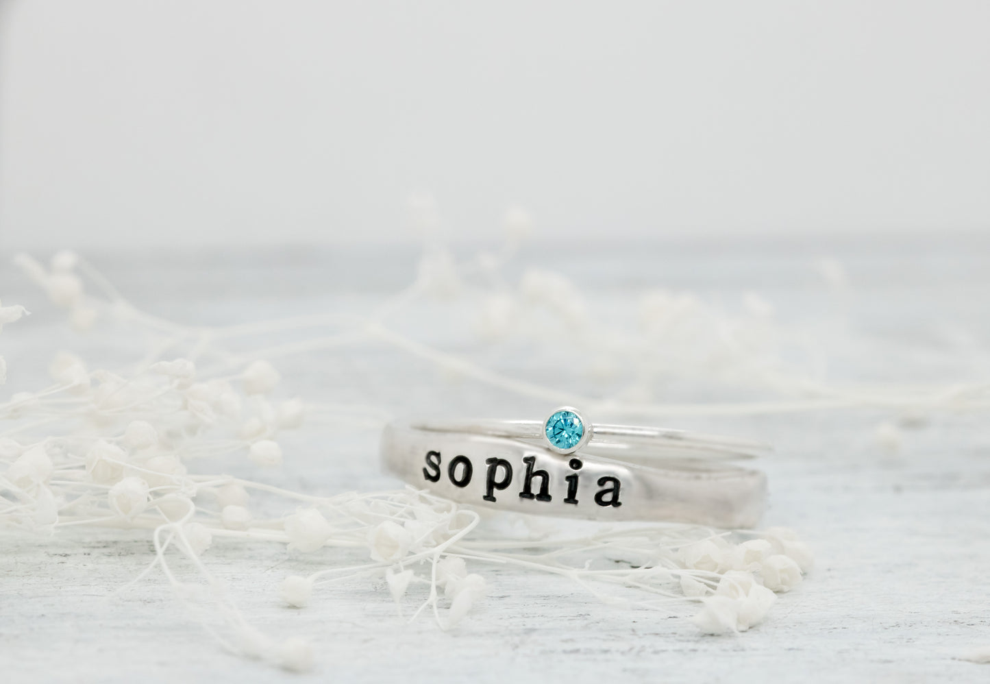 Birthstone Stacking Rings, Sterling Silver Ring, Cubic Zirconia Women's Jewelry