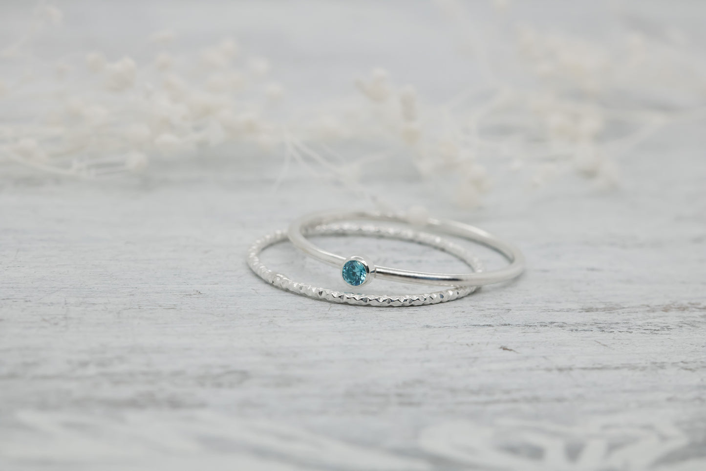 Birthstone Stacking Rings, Sterling Silver Ring, Cubic Zirconia Women's Jewelry