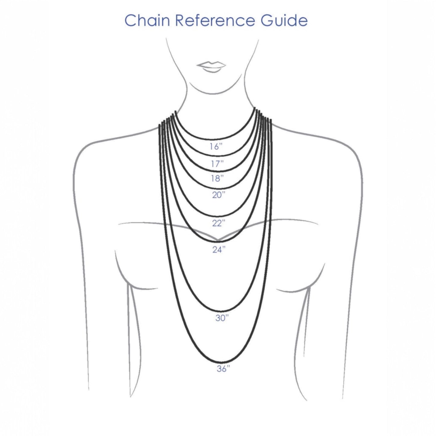 Necklace length reference chart.