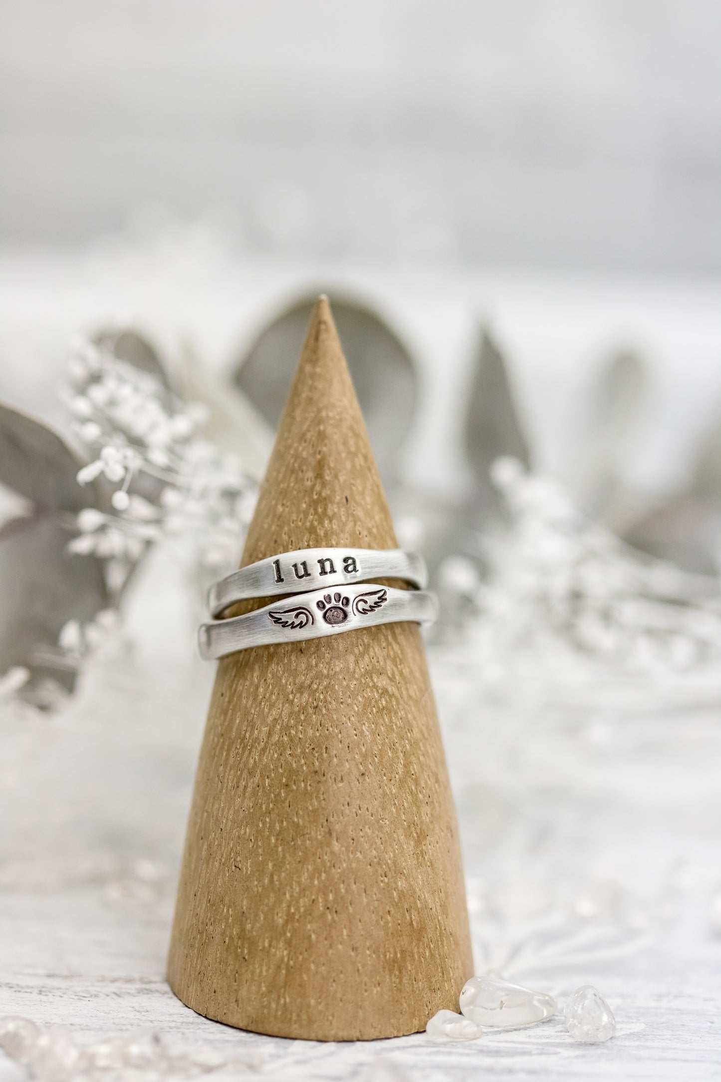 Personalized Pet Memorial Ring - Sterling Silver Custom Hand-Stamped Jewelry