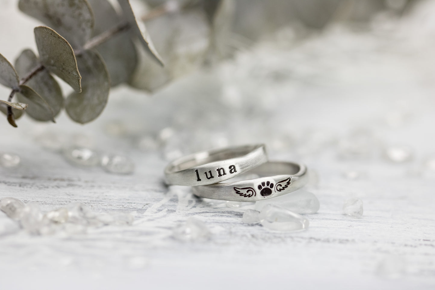 Personalized Pet Memorial Ring - Sterling Silver Custom Hand-Stamped Jewelry