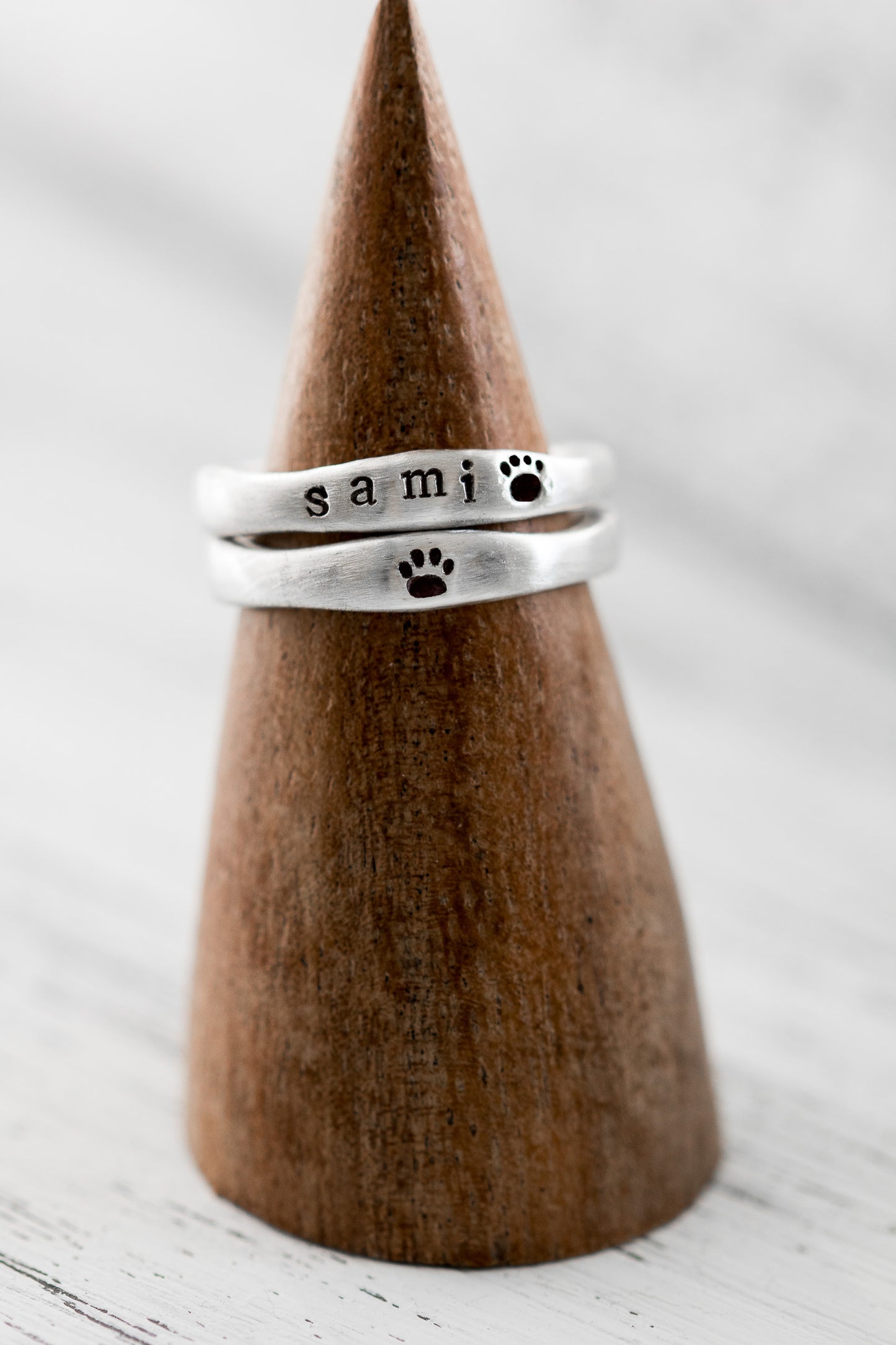 Personalized Pet Memorial Ring - Sterling Silver Custom Hand-Stamped Jewelry