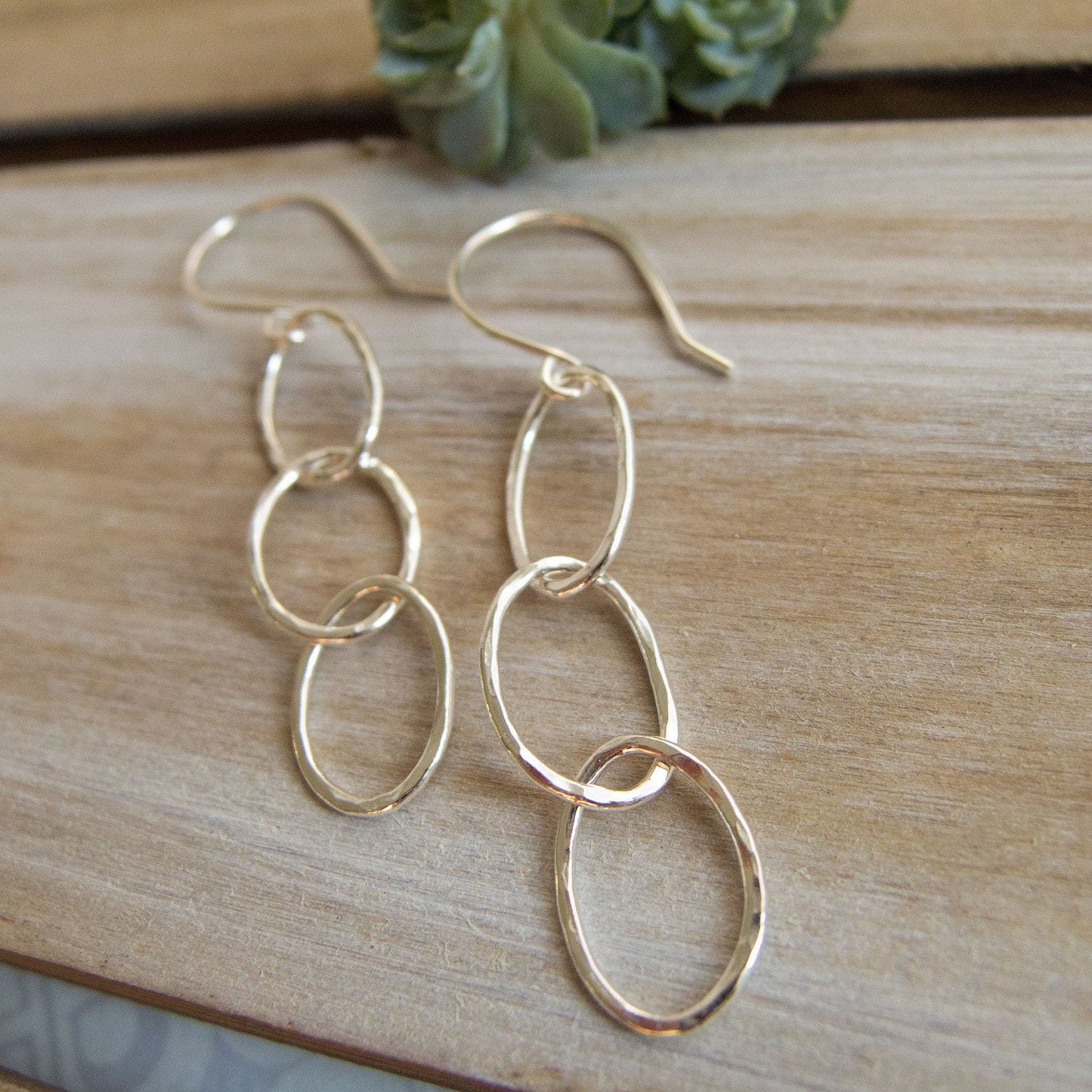 Silver Hoop Earrings, Handcrafted Women's Jewelry, Hammered Finish Dangle Earrings