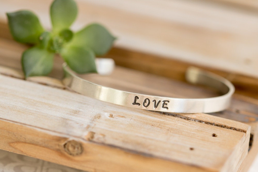 Custom Sterling Silver Inspirational Word Bracelet