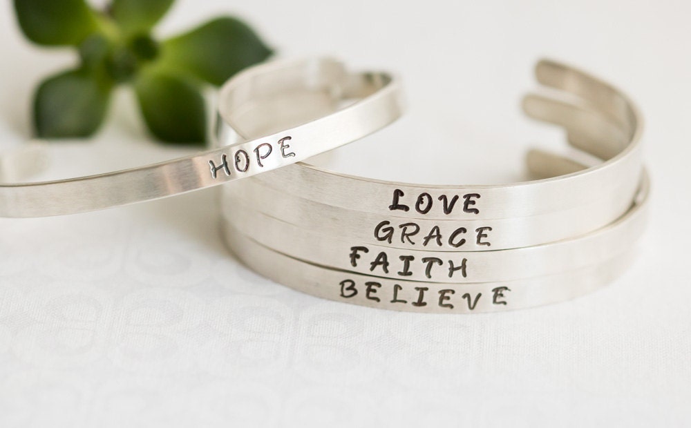 Custom Sterling Silver Inspirational Word Bracelet