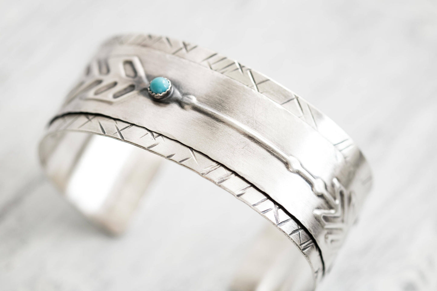 Sterling Silver Turquoise Arrow Cuff Bracelet for Women, Wide Silver Cuff, Archery Jewelry