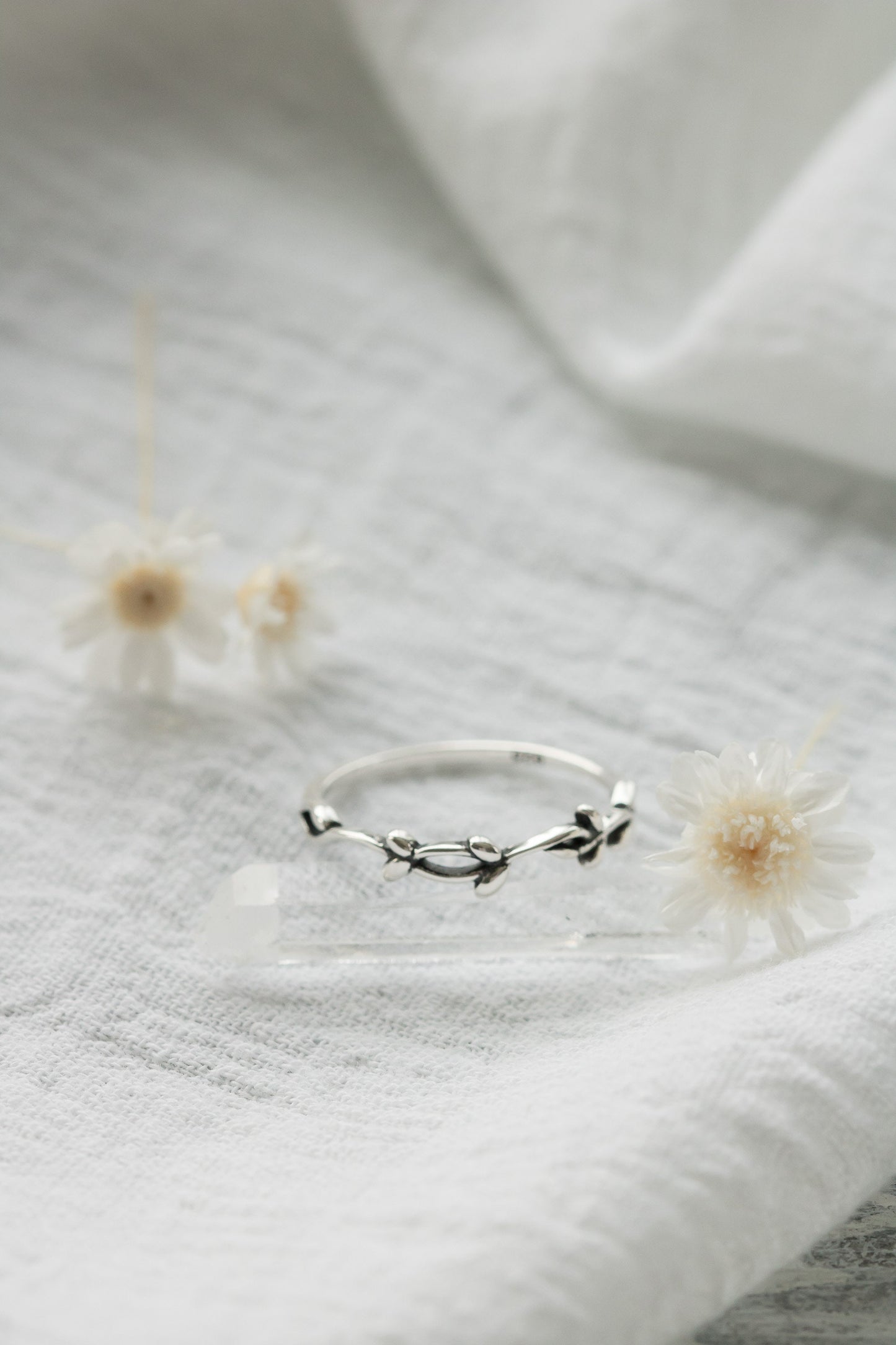Sterling Silver Vine Ring • Silver Leaf Ring • Rose Vine Ring • Thumb Ring • Flower Lover Gift • Botanical Jewelry • Floral Stacking Ring