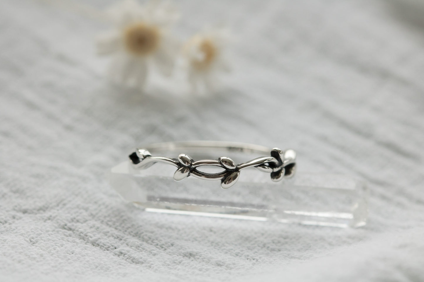 Sterling Silver Vine Ring • Silver Leaf Ring • Rose Vine Ring • Thumb Ring • Flower Lover Gift • Botanical Jewelry • Floral Stacking Ring