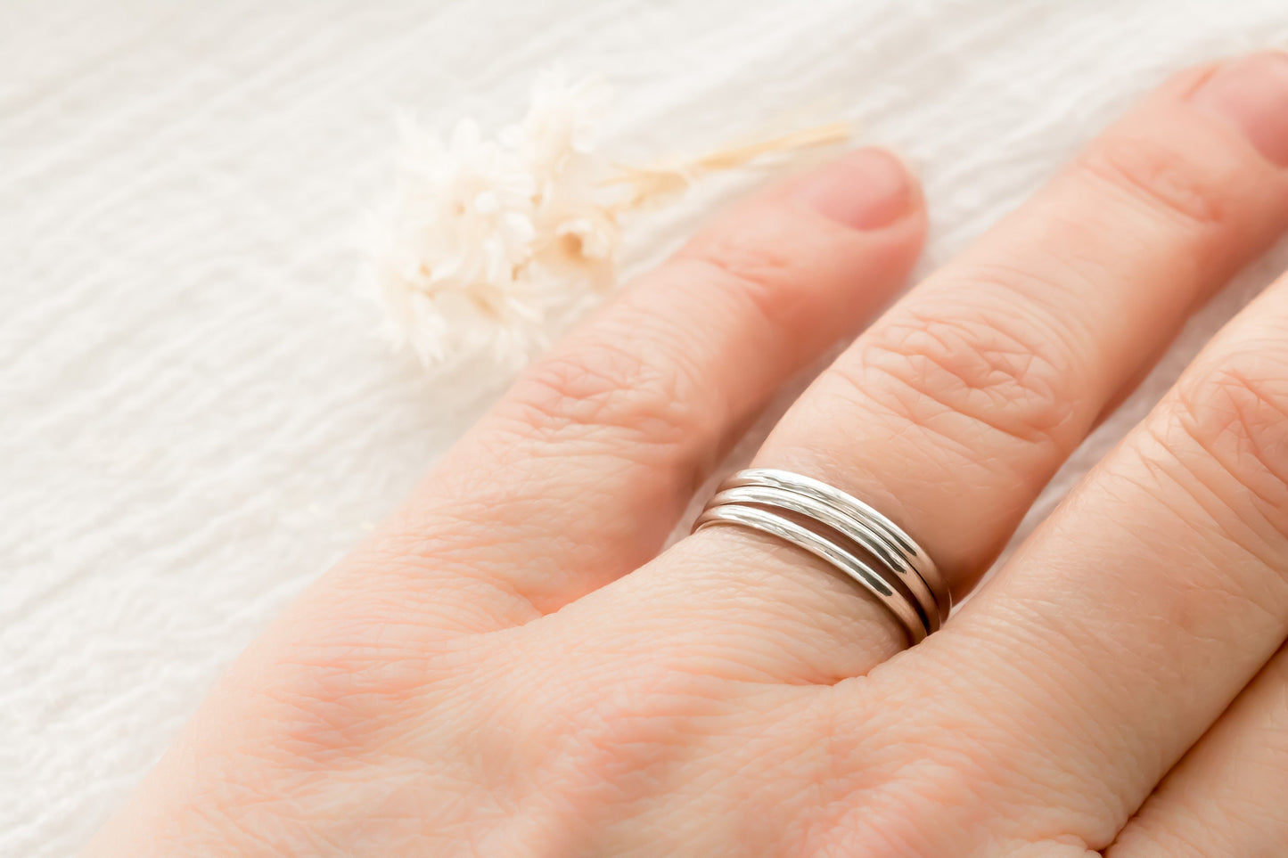 Simple Sterling Silver Half Round Ring Band For Women