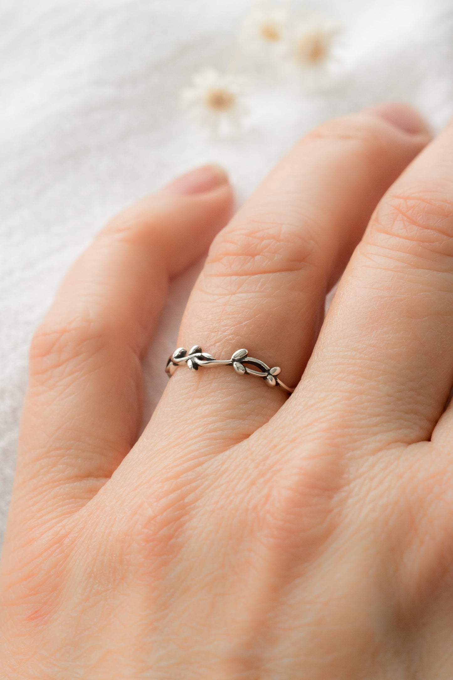 Sterling Silver Vine Ring • Silver Leaf Ring • Rose Vine Ring • Thumb Ring • Flower Lover Gift • Botanical Jewelry • Floral Stacking Ring