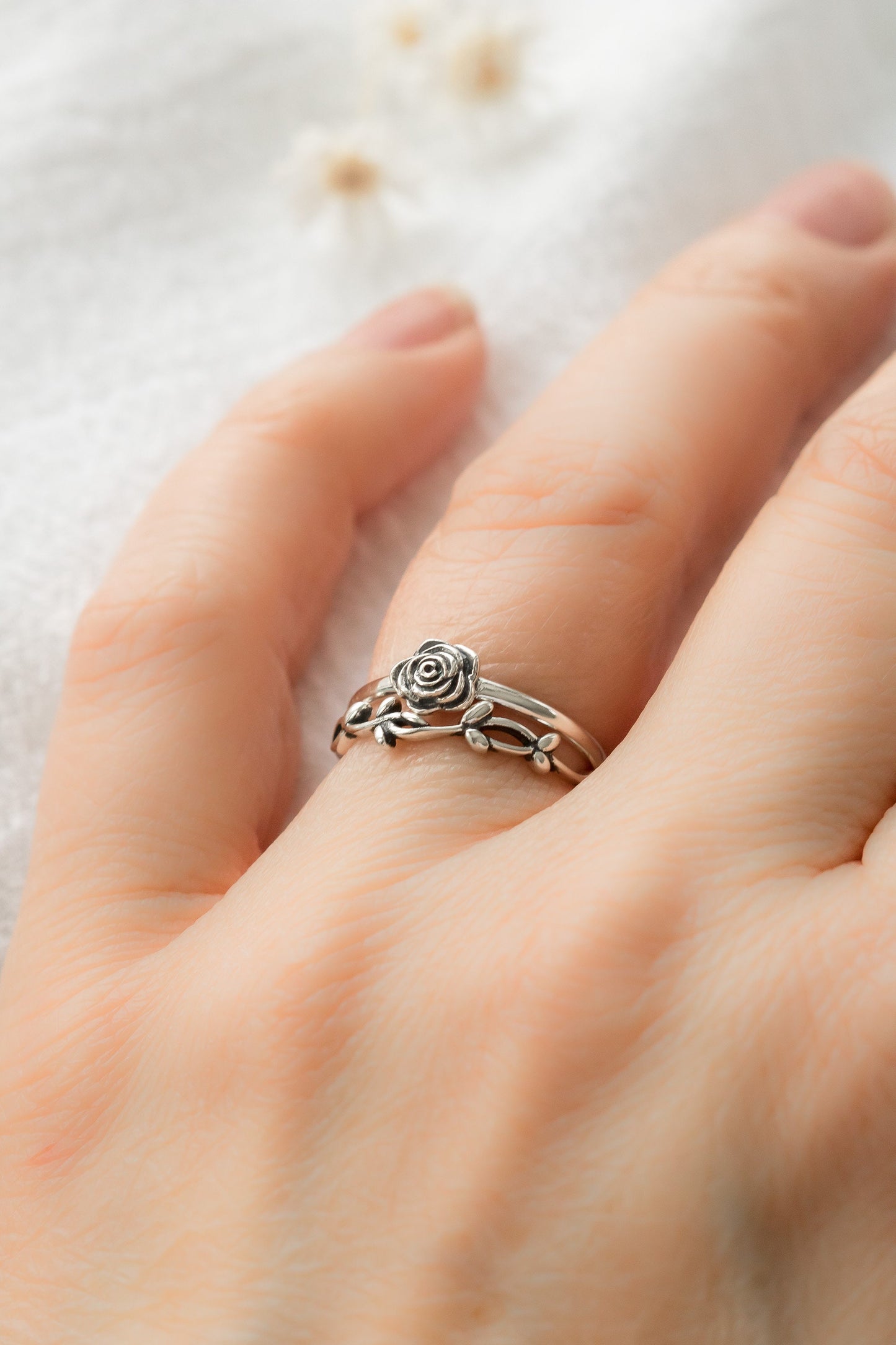 Sterling Silver Rose Ring, Dainty Rose Ring, Gifts For Her