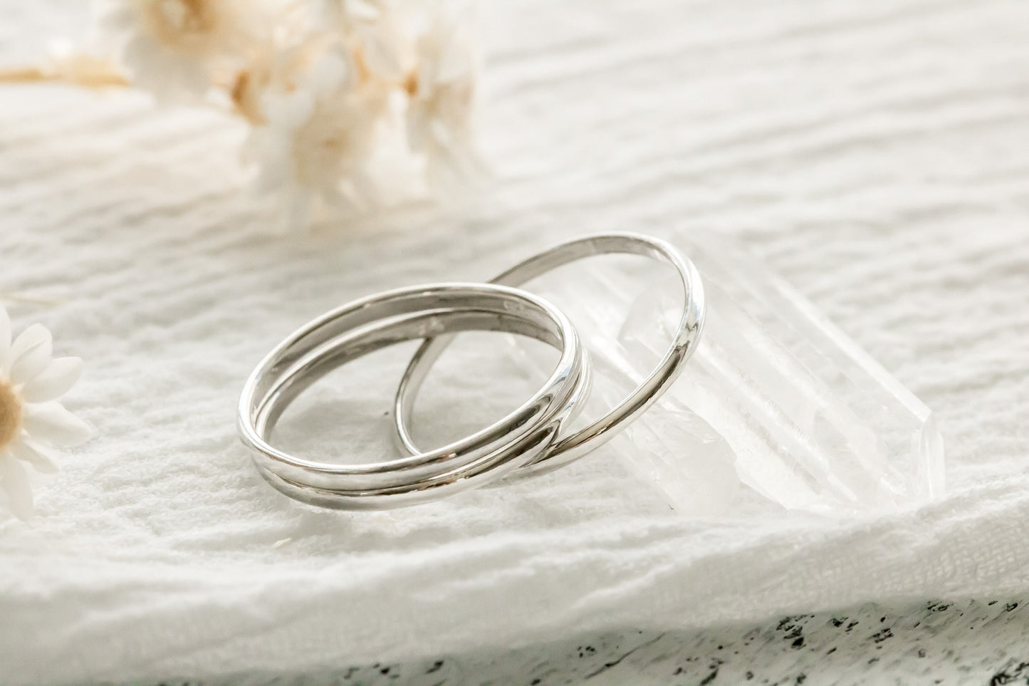 Simple Sterling Silver Half Round Ring Band For Women