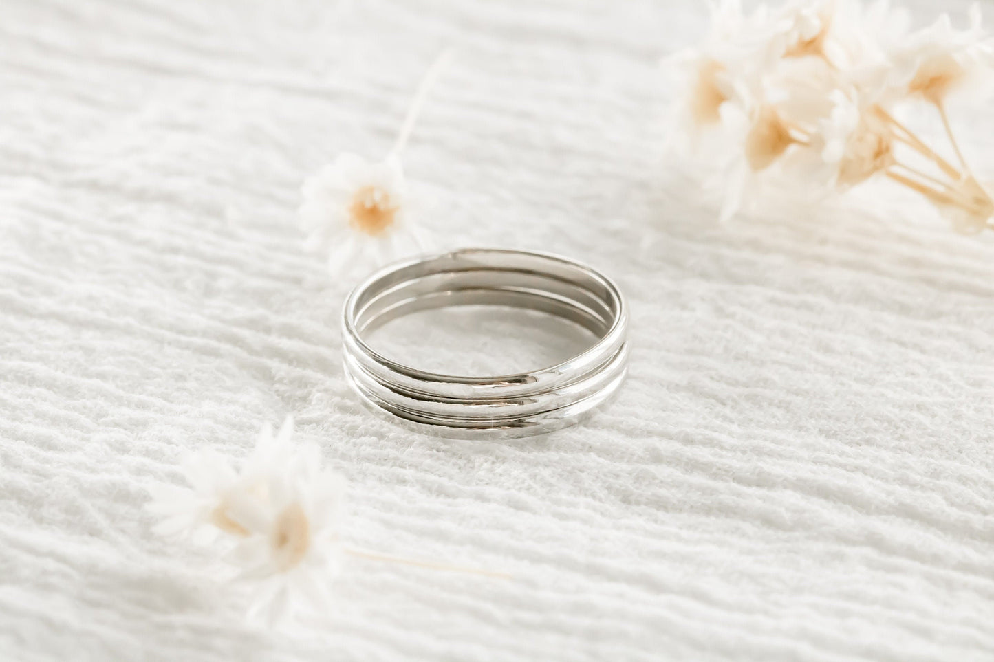 Simple Sterling Silver Half Round Ring Band For Women