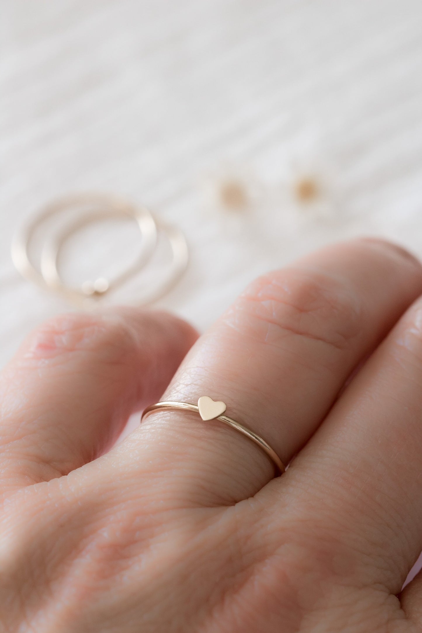 Solid 14k Gold Dainty Heart Ring