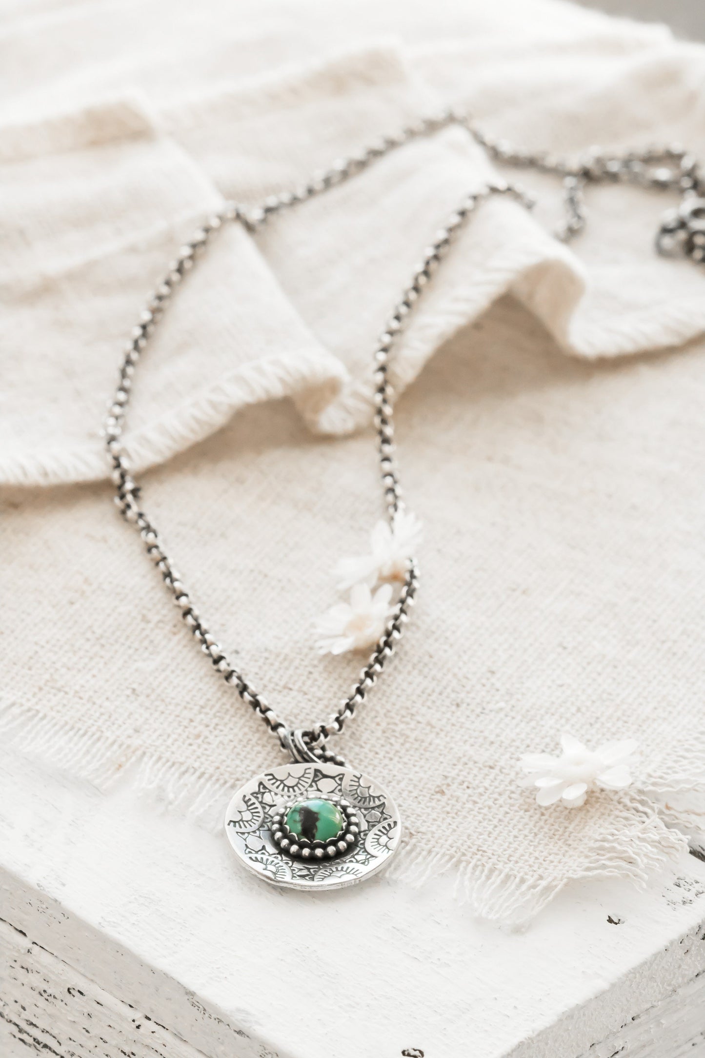 Sterling Silver Turquoise • Mandala Necklace • Tribal Jewelry • Handmade Artisan Jewelry • Boho Southwestern Pendant • Medallion Charm