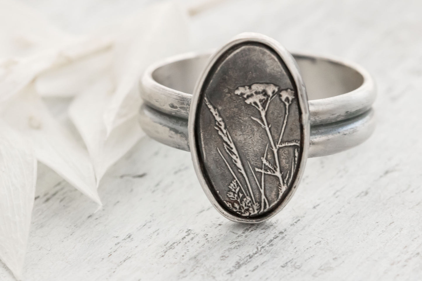 Handcrafted Sterling Silver Wildflower Ring - Size 9