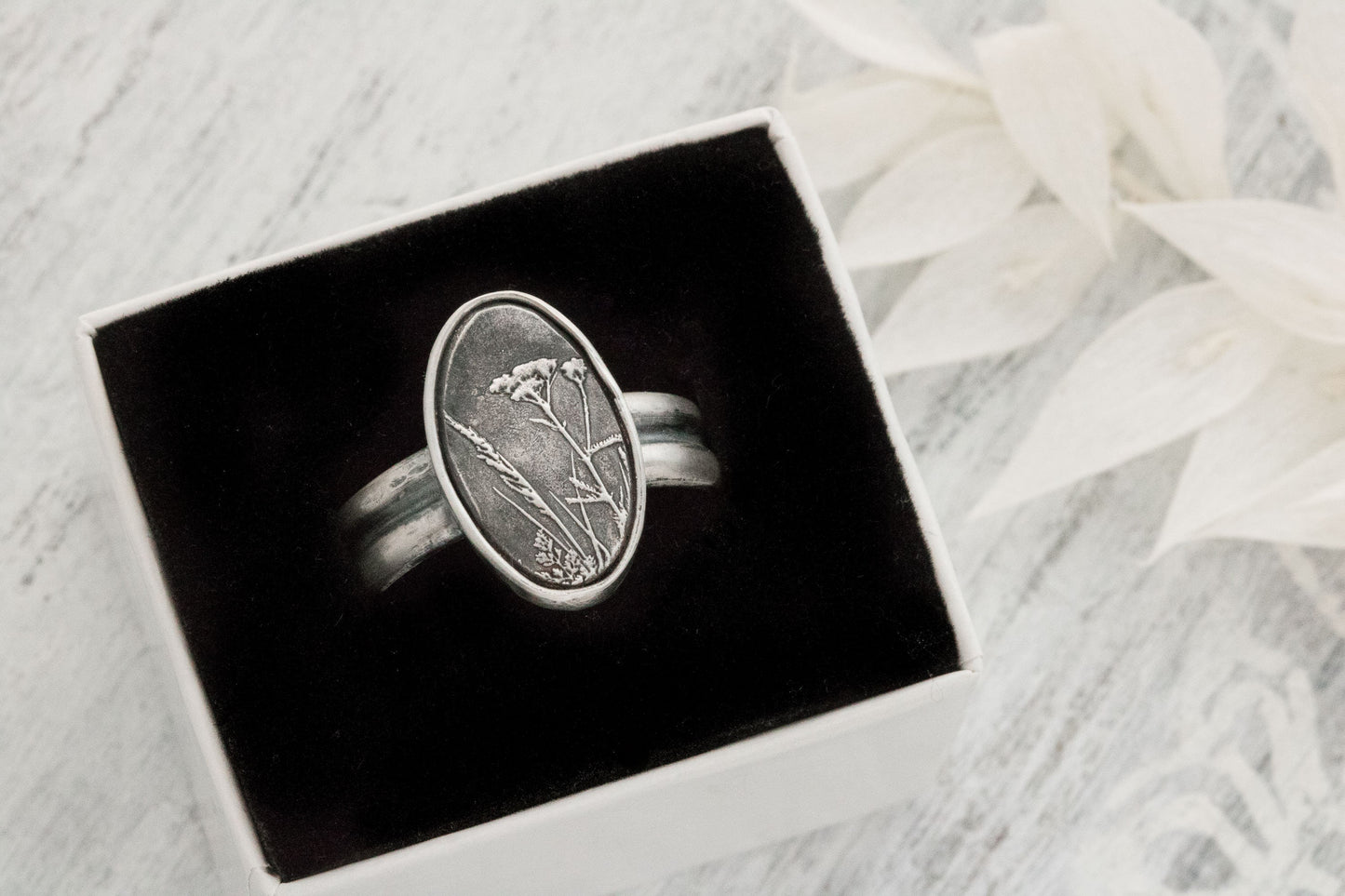 Handcrafted Sterling Silver Wildflower Ring - Size 9