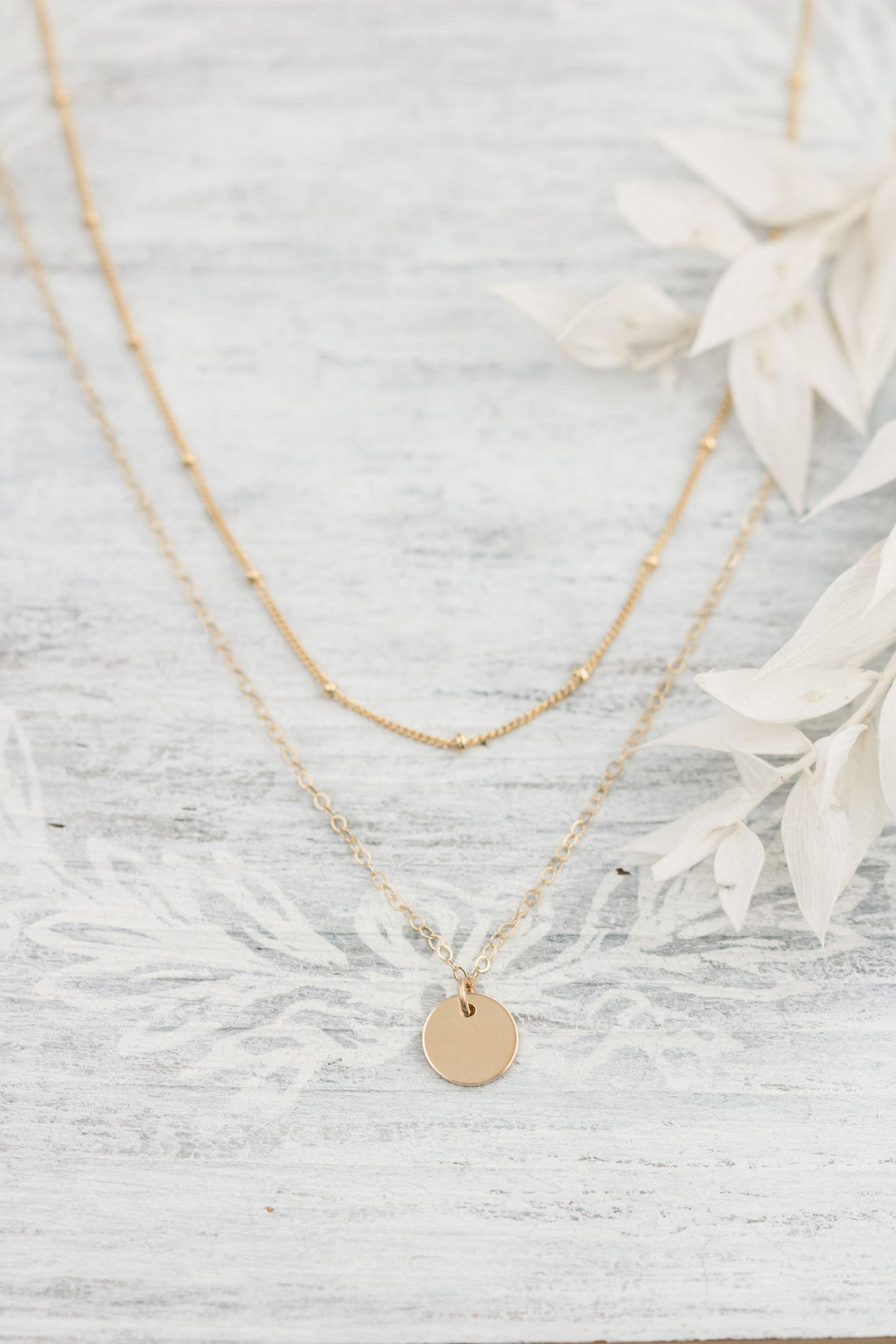 14/20 Yellow Gold Layering Necklace Set
