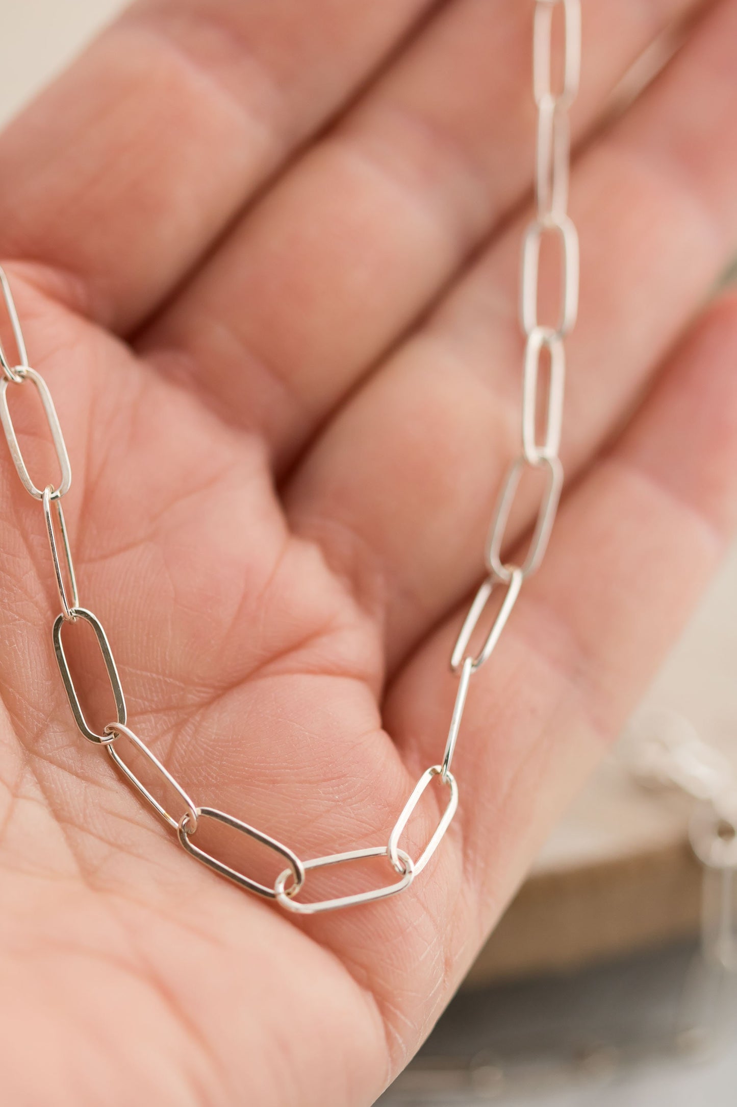 Sterling Silver Modern Paper Clip Oval Link Chain Necklace, 16-24 inches, Custom Lengths Available