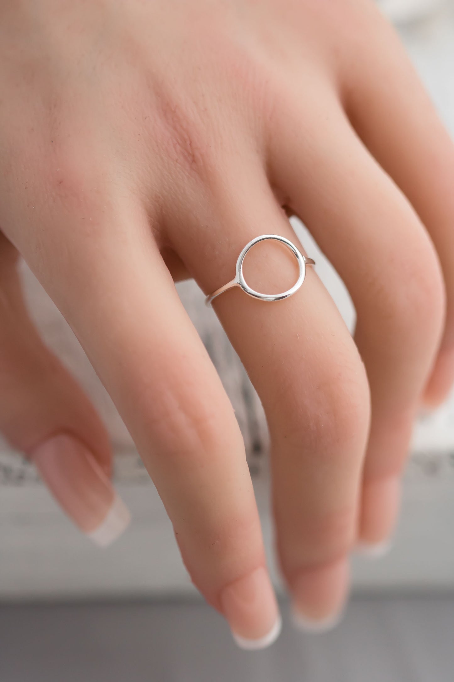 Sterling Silver Ring, Open Circle Statement Ring, Handcrafted Women's Jewelry