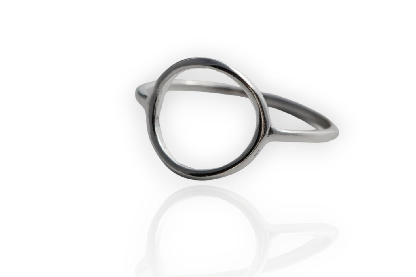Sterling Silver Ring, Open Circle Statement Ring, Handcrafted Women's Jewelry
