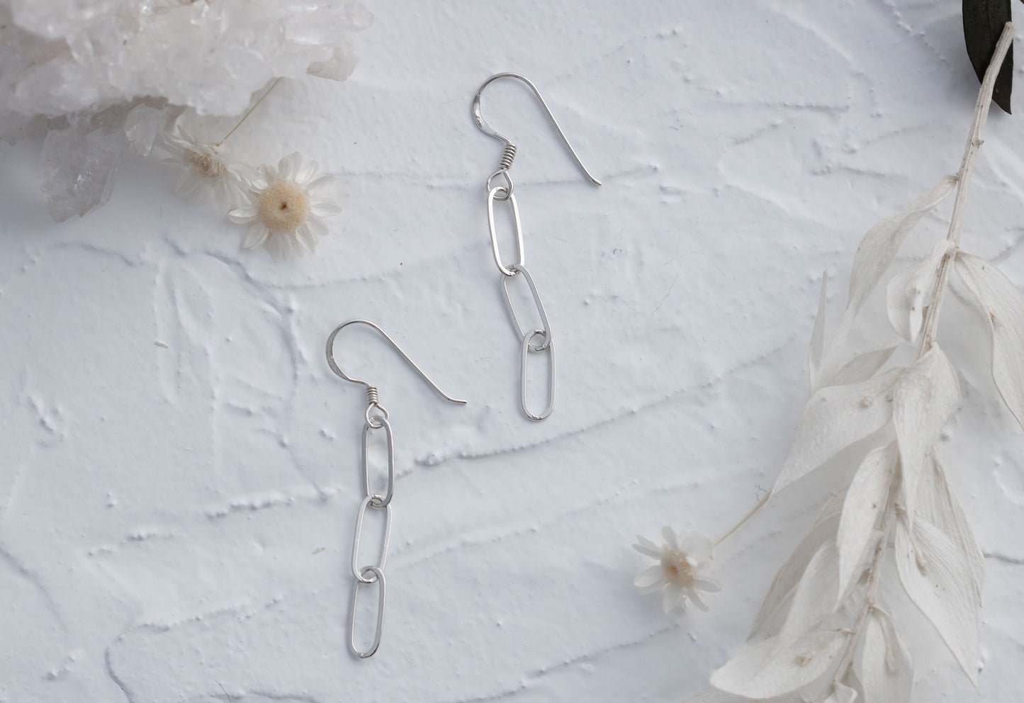 Sterling Silver Paperclip Chain Earrings • Elongated Chain Earrings • Long Dangle Earring • 925 Silver