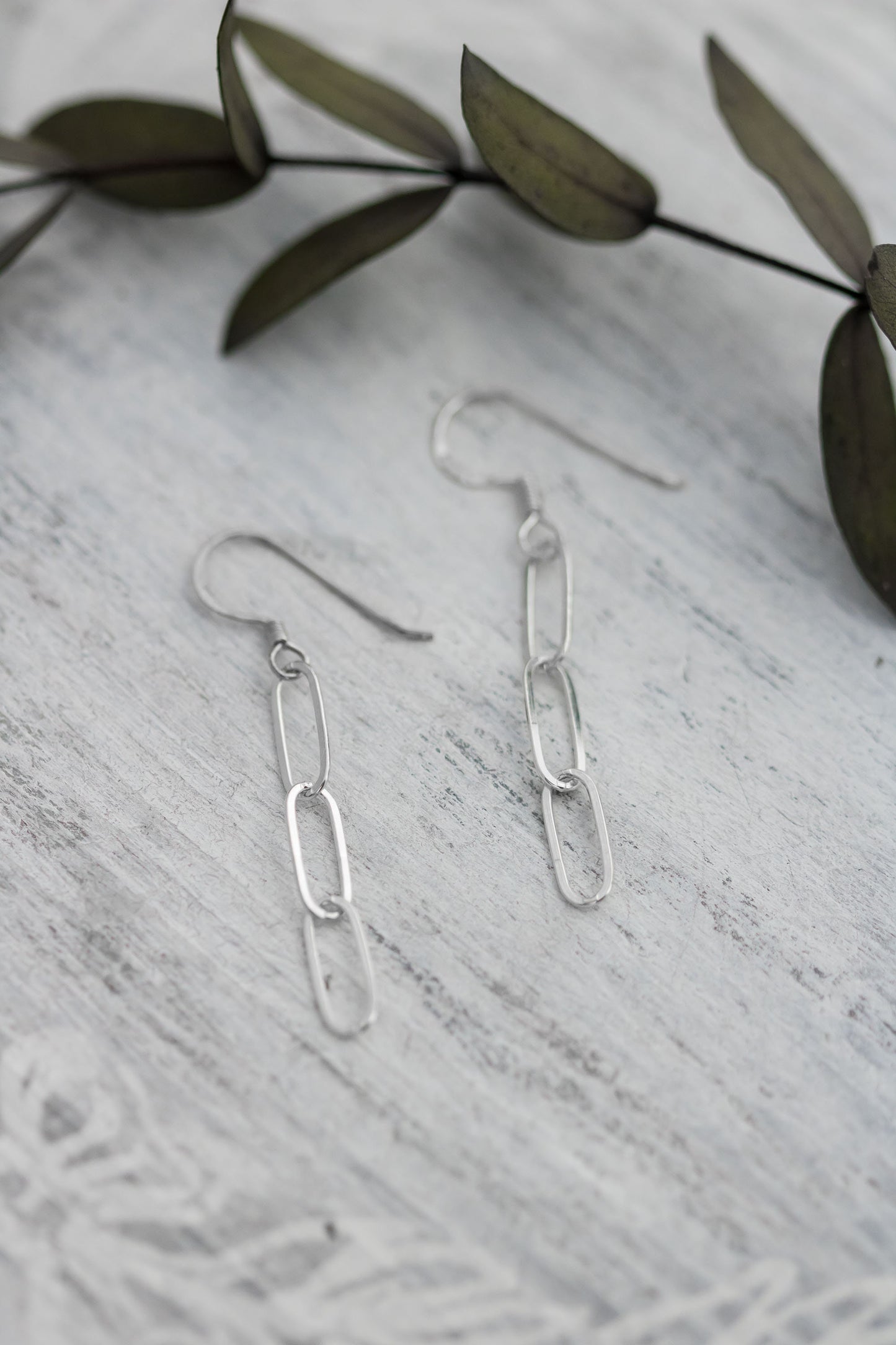 Sterling Silver Paperclip Chain Earrings • Elongated Chain Earrings • Long Dangle Earring • 925 Silver