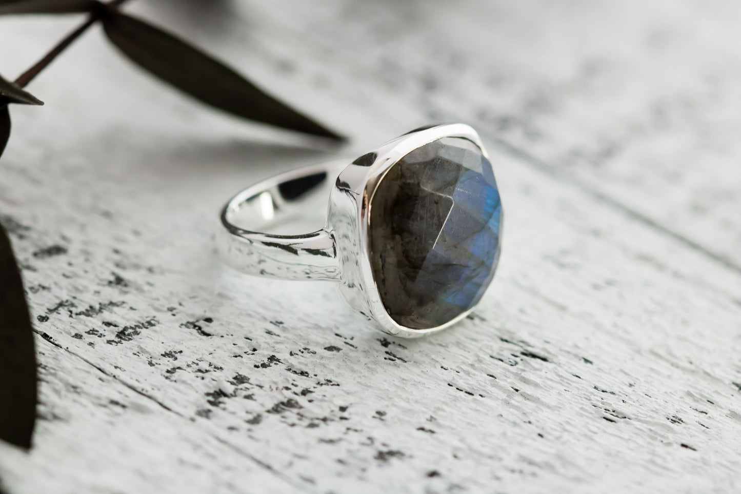 Large Labradorite Ring • Sterling Silver Labradorite Statement Ring