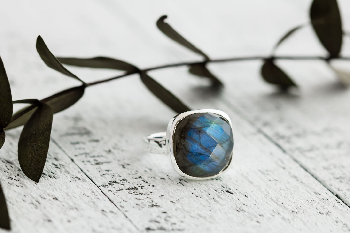 Large Labradorite Ring • Sterling Silver Labradorite Statement Ring