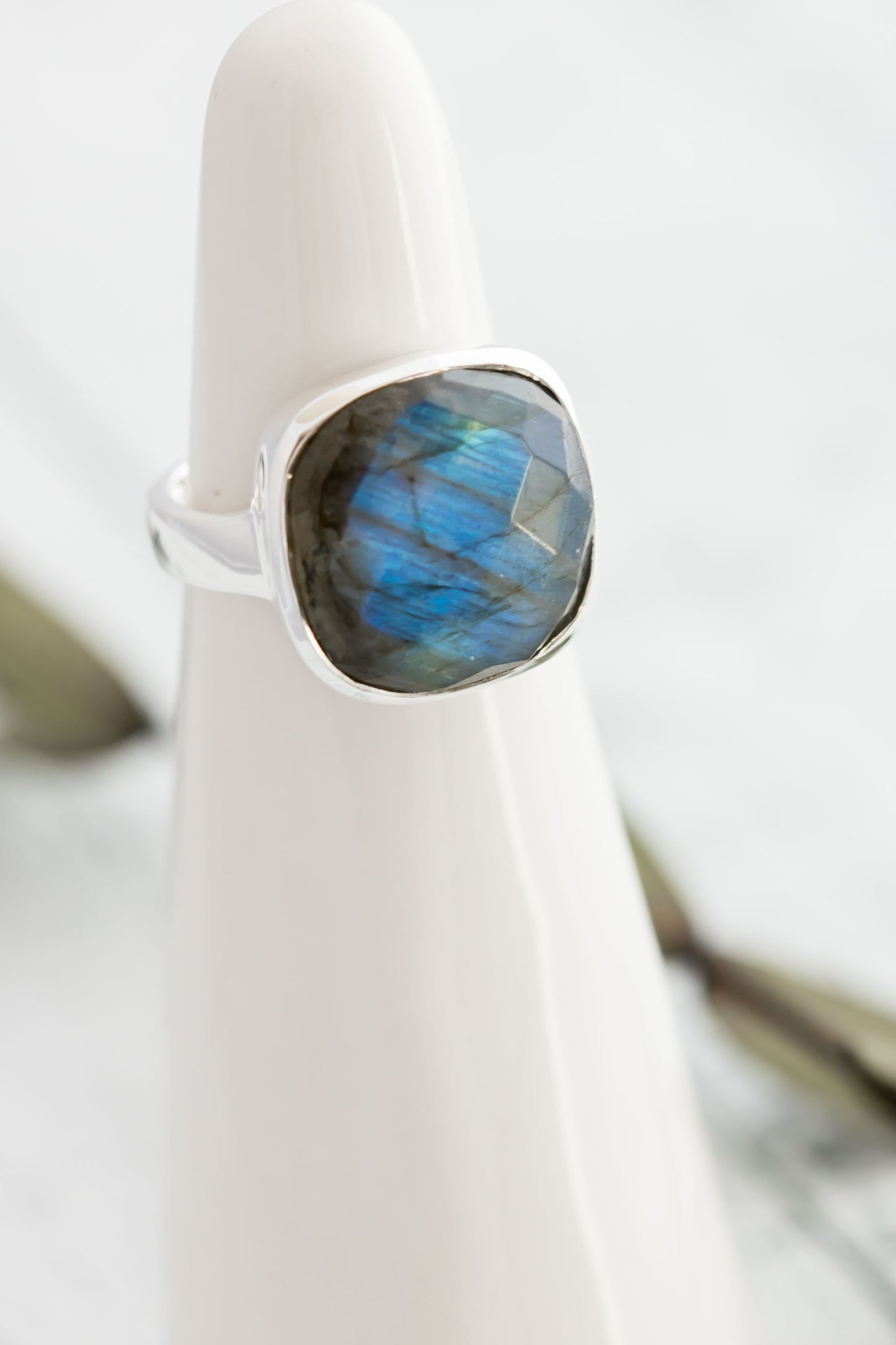 Large Labradorite Ring • Sterling Silver Labradorite Statement Ring