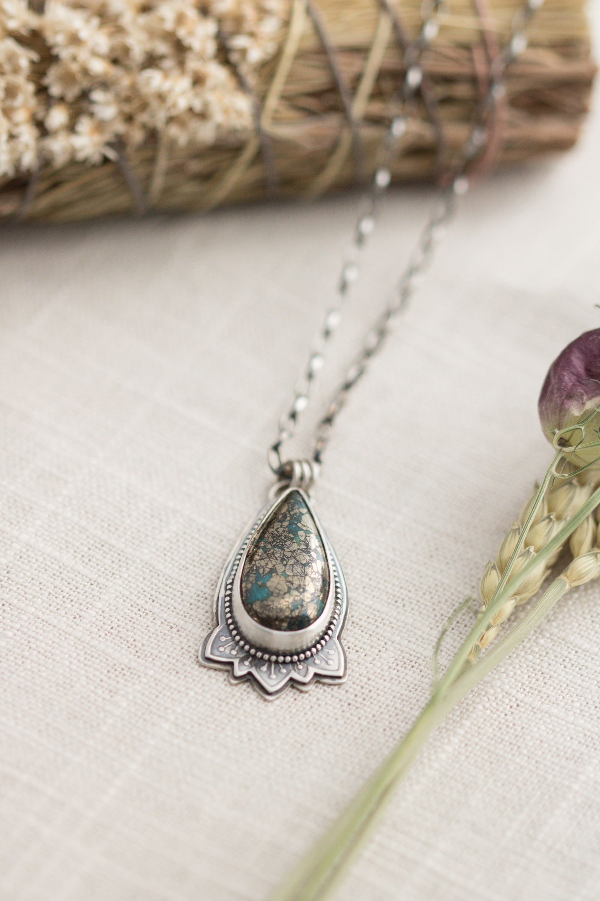 Morenci Sterling Silver Handmade Necklace with Turquoise