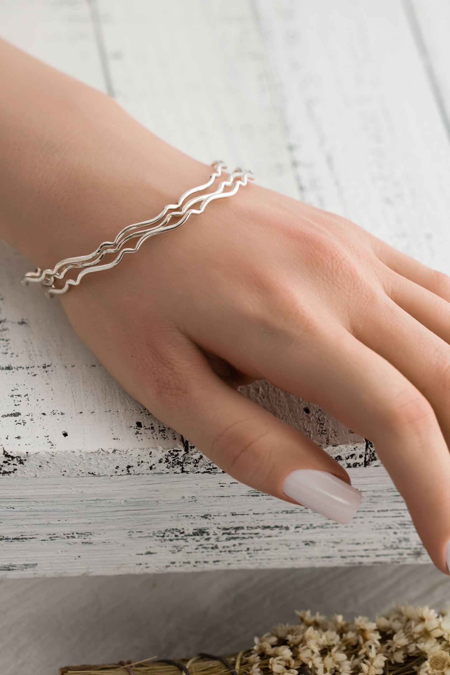 Sterling Silver Bangles, Wavy Stacking Bracelets, Ethically Sourced Jewelry