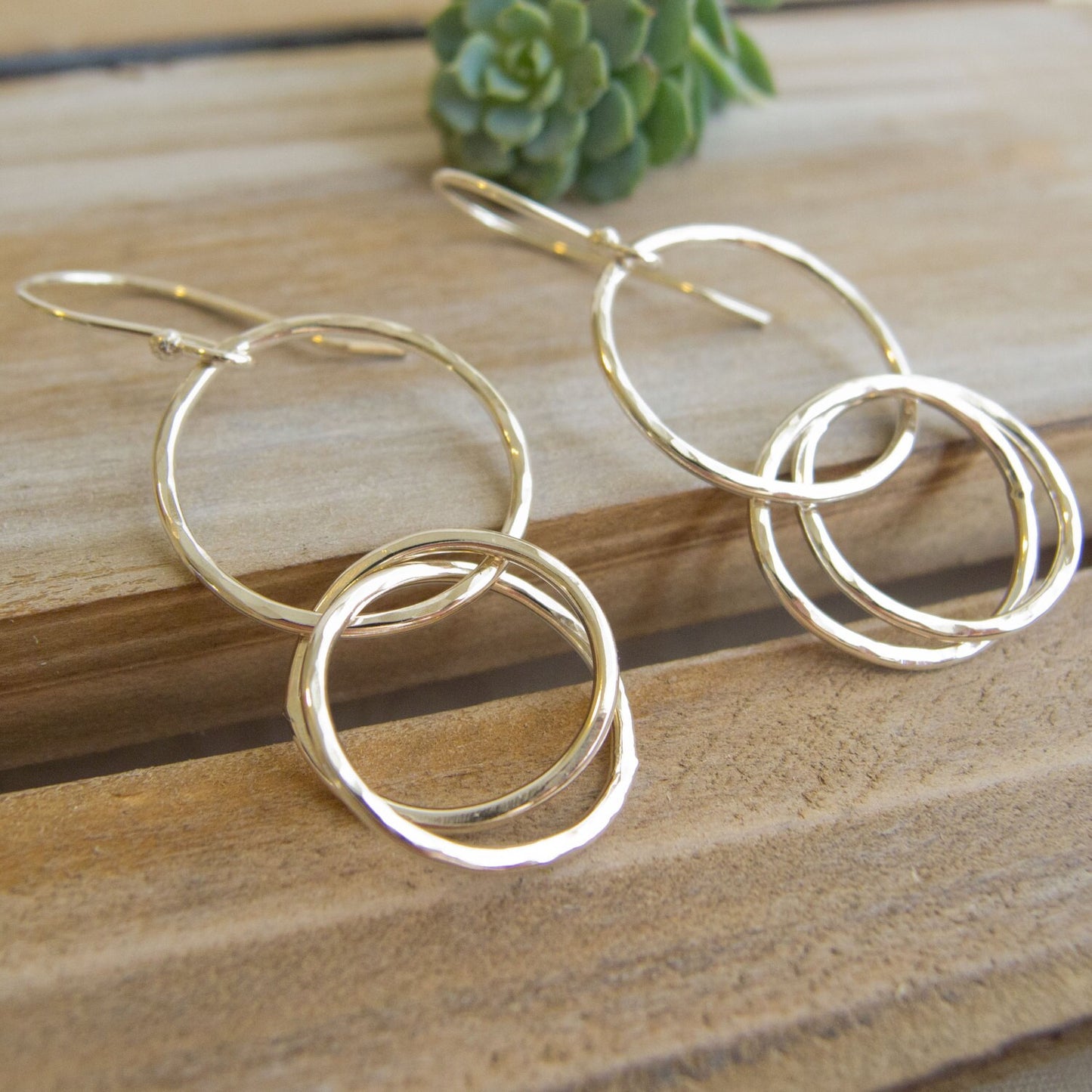 Sterling Silver Hoop Earrings • Everyday Jewelry • Hammered Silver Hoops • Triple Hoops • Boho Jewelry • Silver Hoops