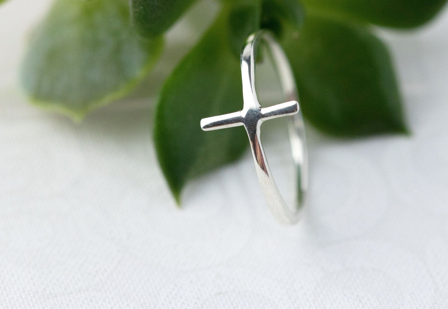 Sideways Cross Ring, Sterling Silver Cross Ring, Christian Rings