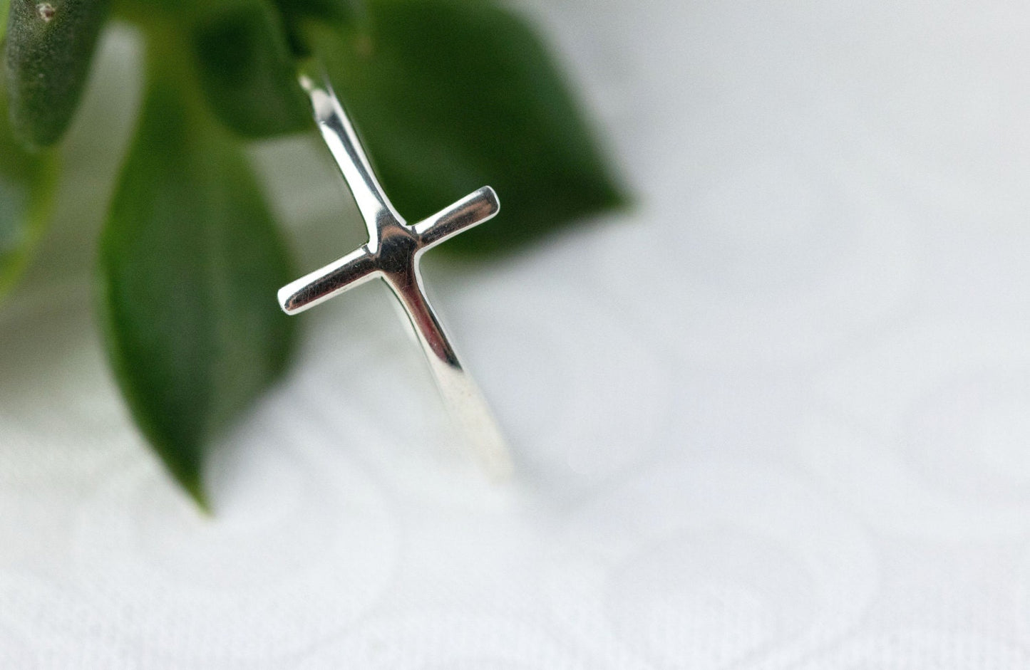 Sideways Cross Ring, Sterling Silver Cross Ring, Christian Rings