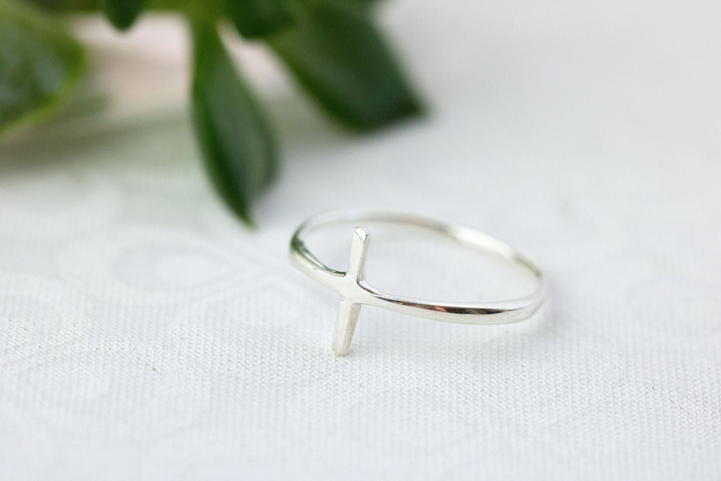 Sideways Cross Ring, Sterling Silver Cross Ring, Christian Rings