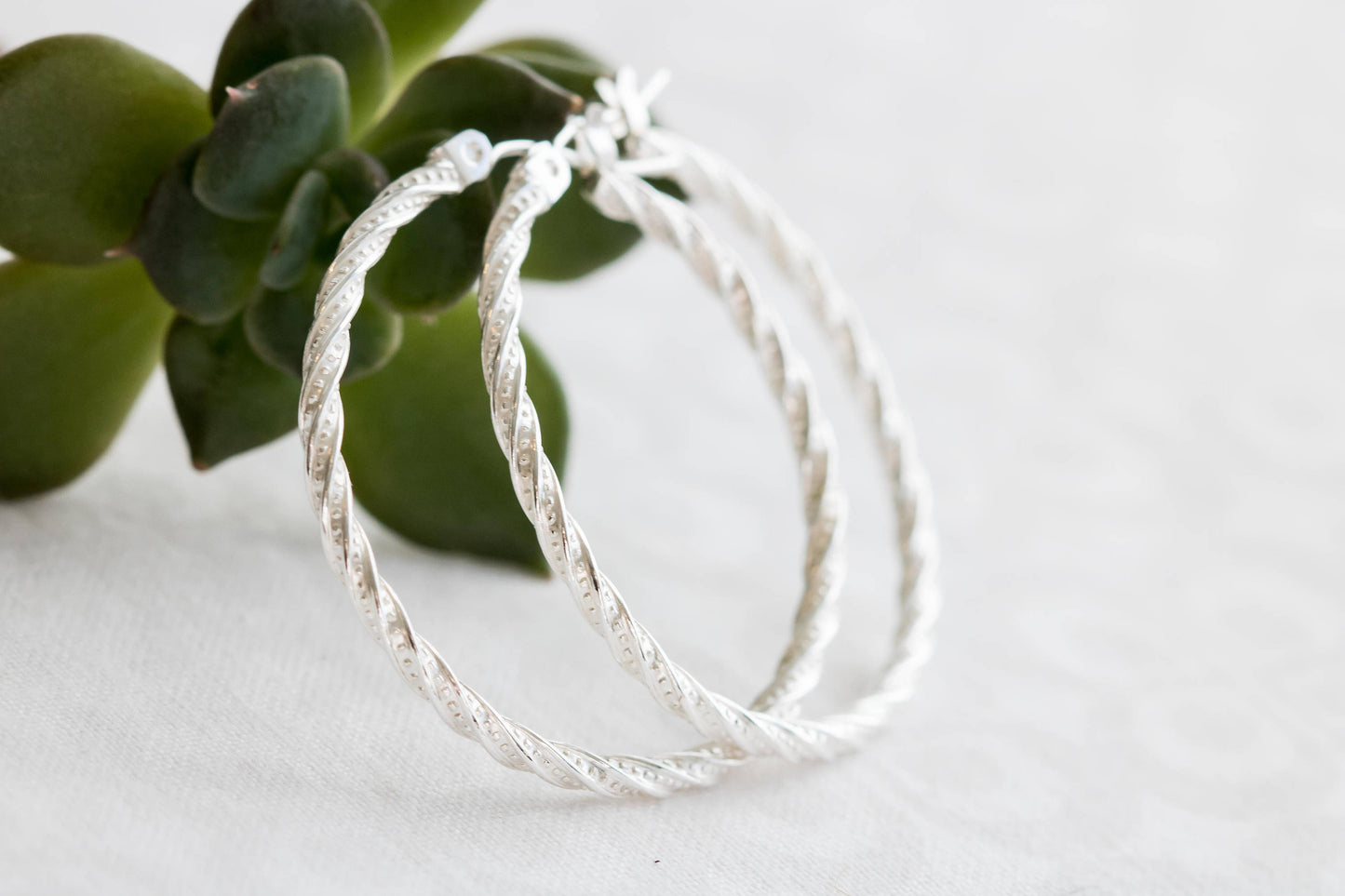 Sterling Silver Twisted Hoop, Latch Back Hoop Earring, Medium Hoop Earring, Large Hoop Earring, Every Day Earrings, Jewelry