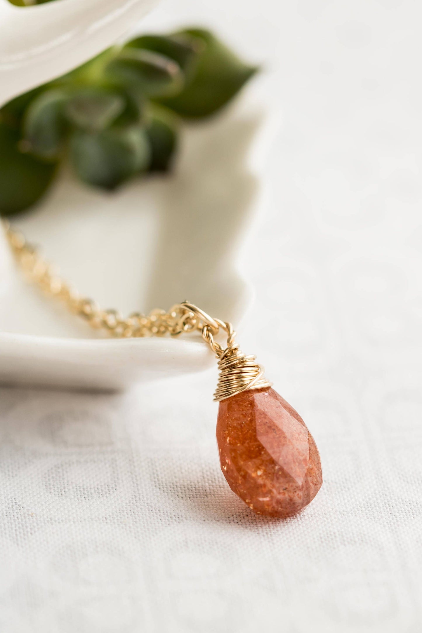 Gold Sunstone Necklace | Gold Necklace for Women