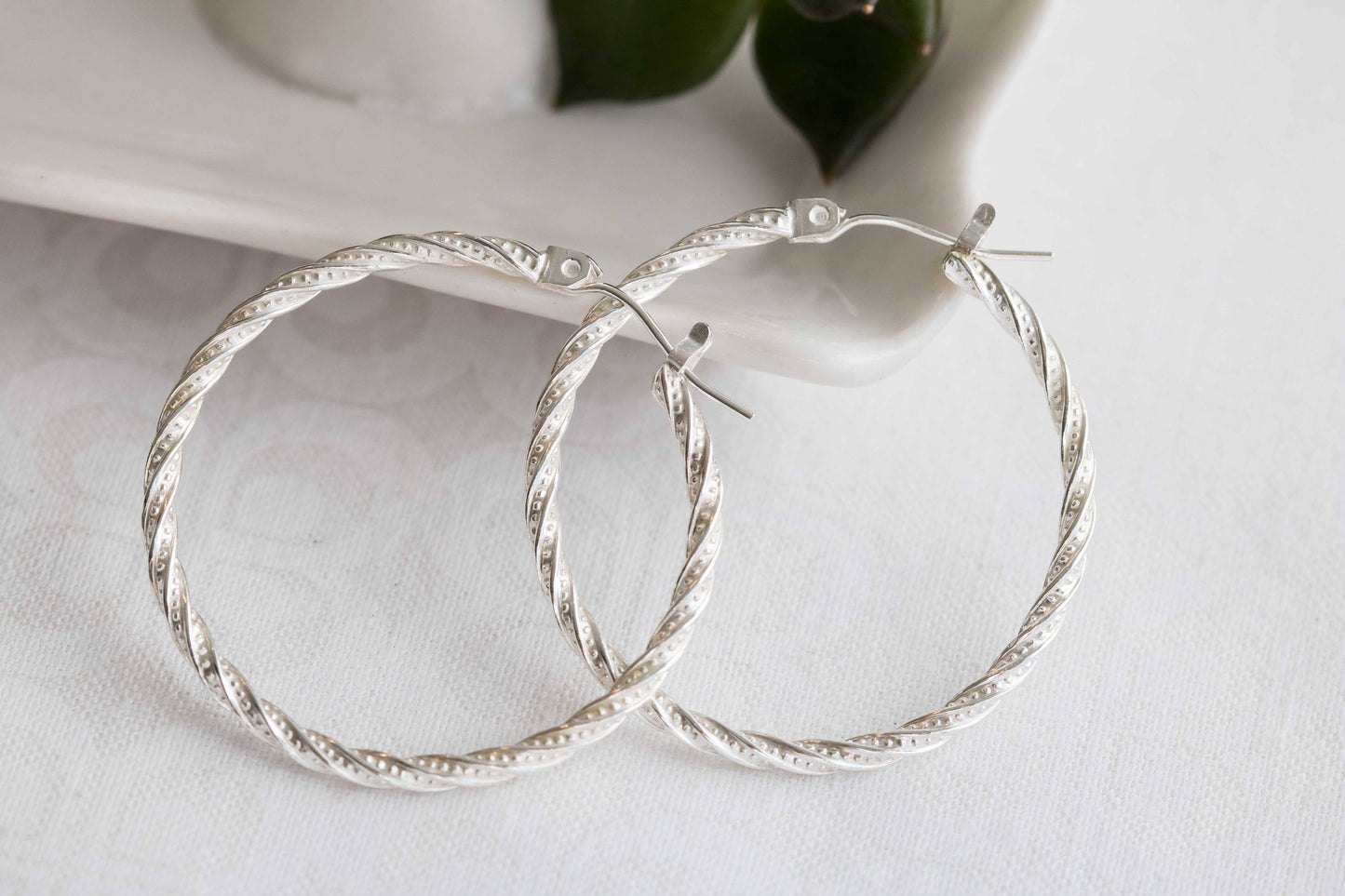 Sterling Silver Twisted Hoop, Latch Back Hoop Earring, Medium Hoop Earring, Large Hoop Earring, Every Day Earrings, Jewelry