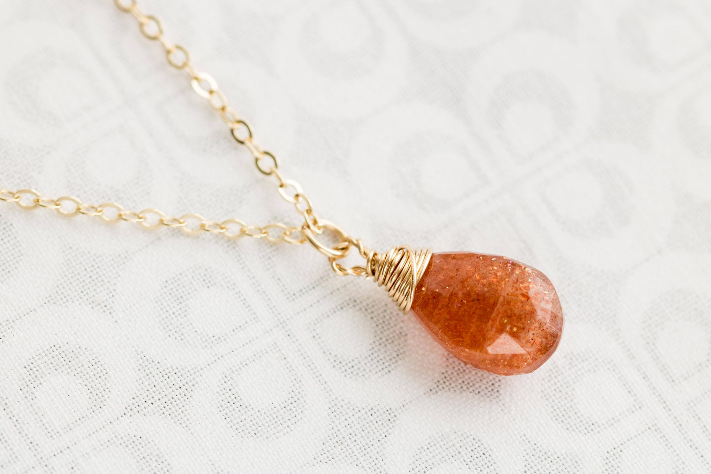 Gold Sunstone Necklace | Gold Necklace for Women