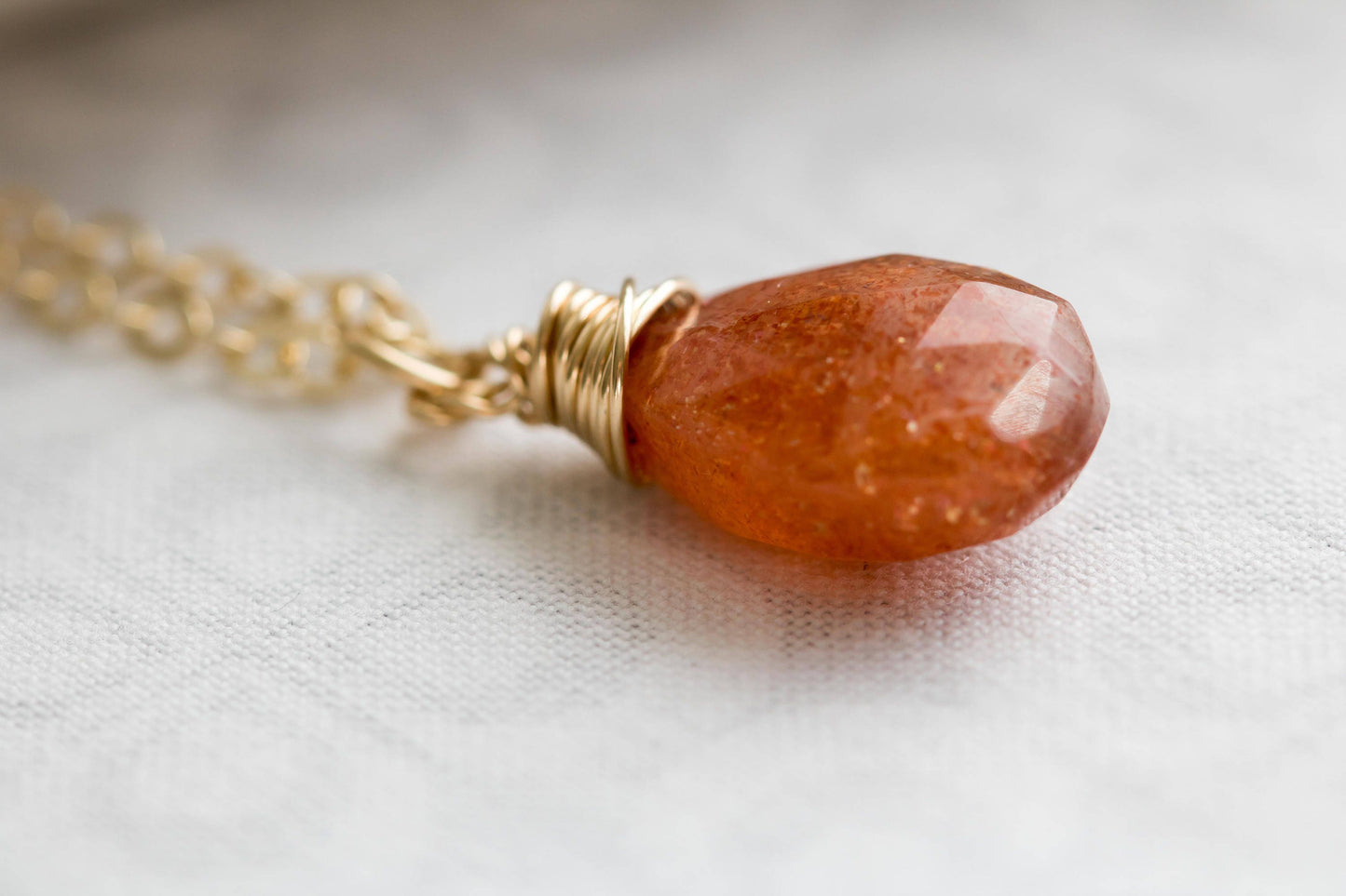 Gold Sunstone Necklace | Gold Necklace for Women