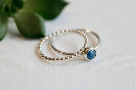 Sterling Silver and Denim Lapis Stacking Ring Set