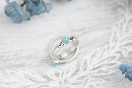 Sterling Silver Turquoise Ring For Women, Genuine Turquoise Ring, Real Turquoise Ring, Floral Ring Floral Jewelry, Botanical Ring, Vine Ring