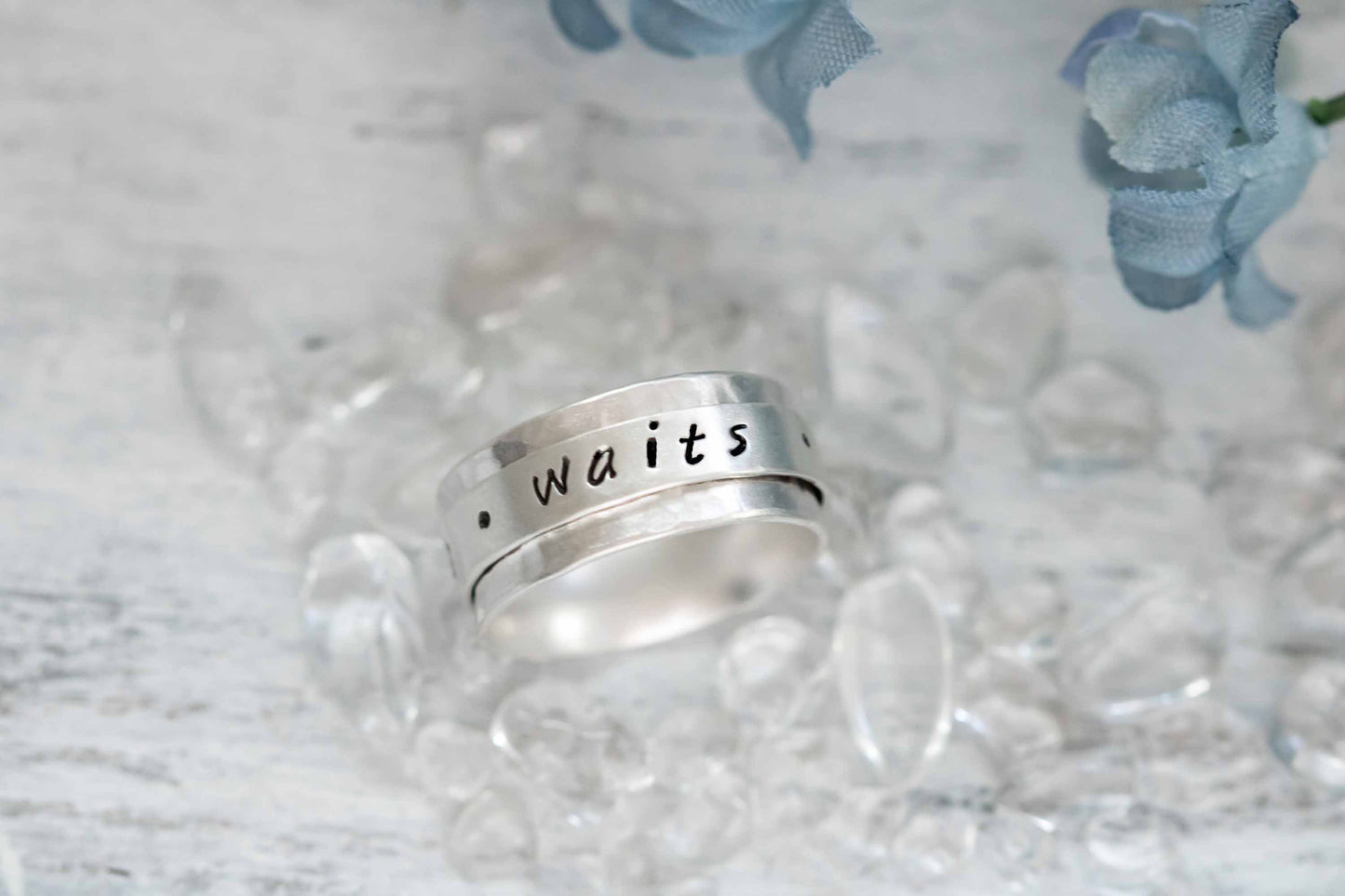 Purity Ring True Love Waits Stamped Ring Sterling Silver Christian Ring Guys Girls Promise Ring Spinner Ring Prayer, Fidget Ring PERSONALIZE