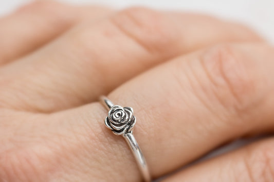 Sterling Silver Rose Ring, Dainty Rose Ring, Gifts For Her