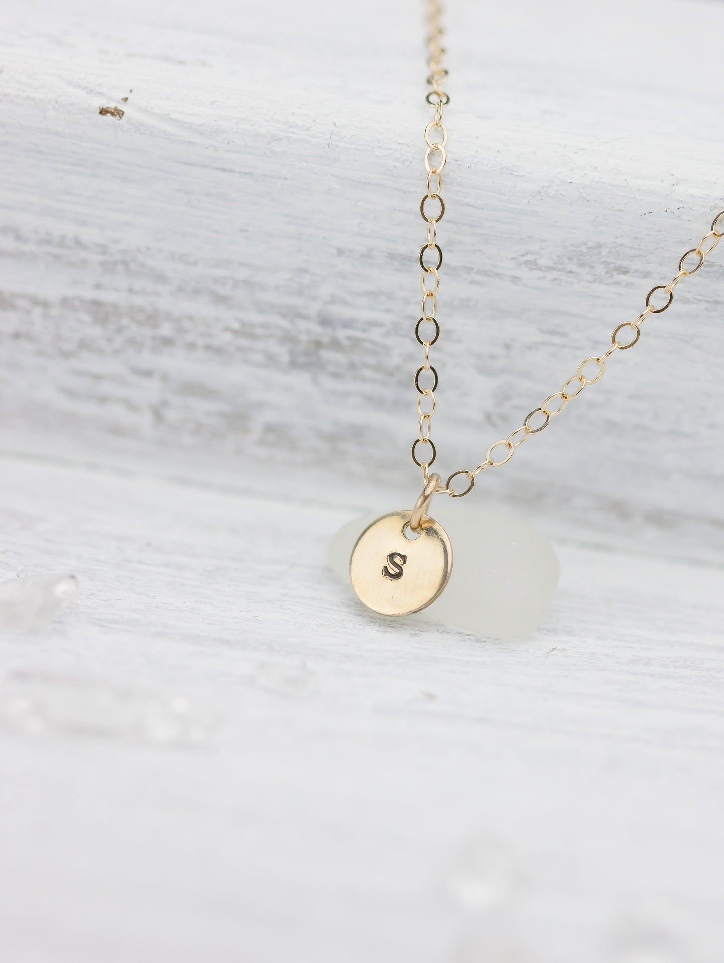 Solid 14k Yellow Gold Initial Necklace