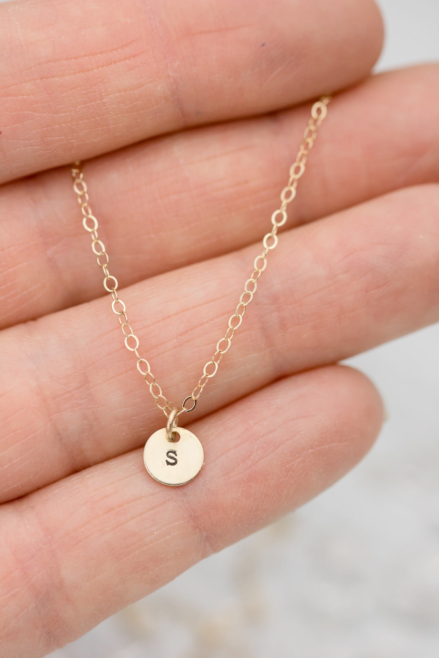 Solid 14k Yellow Gold Initial Necklace