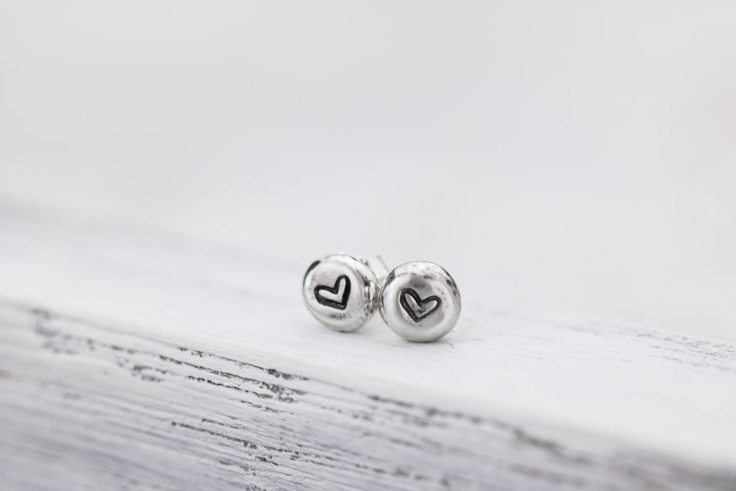 Sterling Silver Heart Stud Earrings, Love Jewelry, Minimalist Earrings