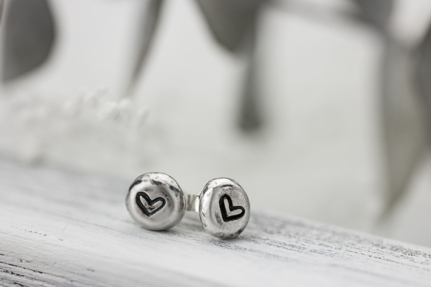 Sterling Silver Heart Stud Earrings, Love Jewelry, Minimalist Earrings