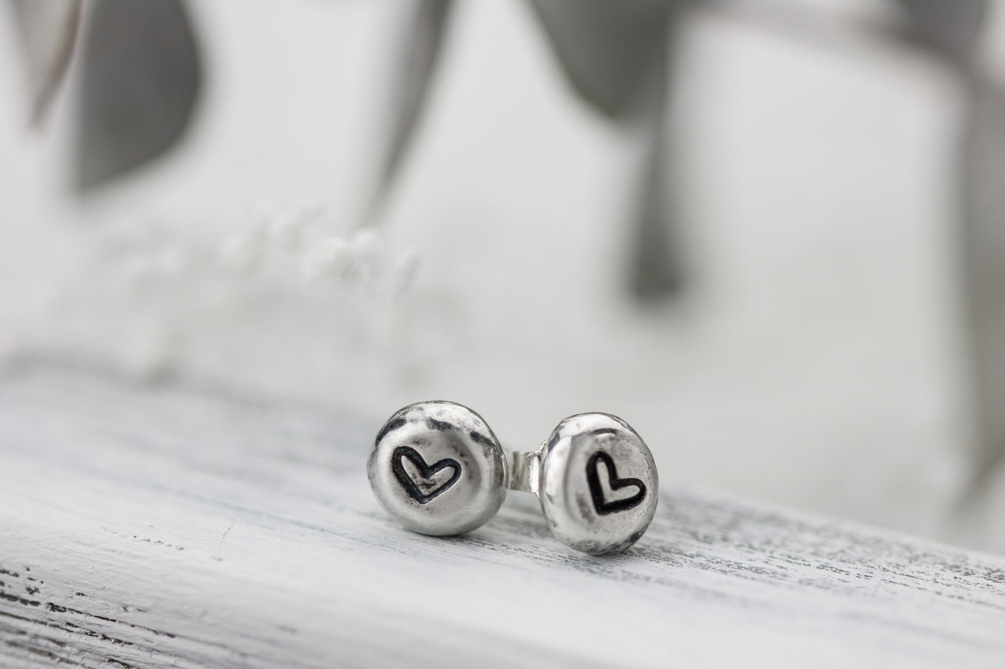 Sterling Silver Heart Stud Earrings, Love Jewelry, Minimalist Earrings